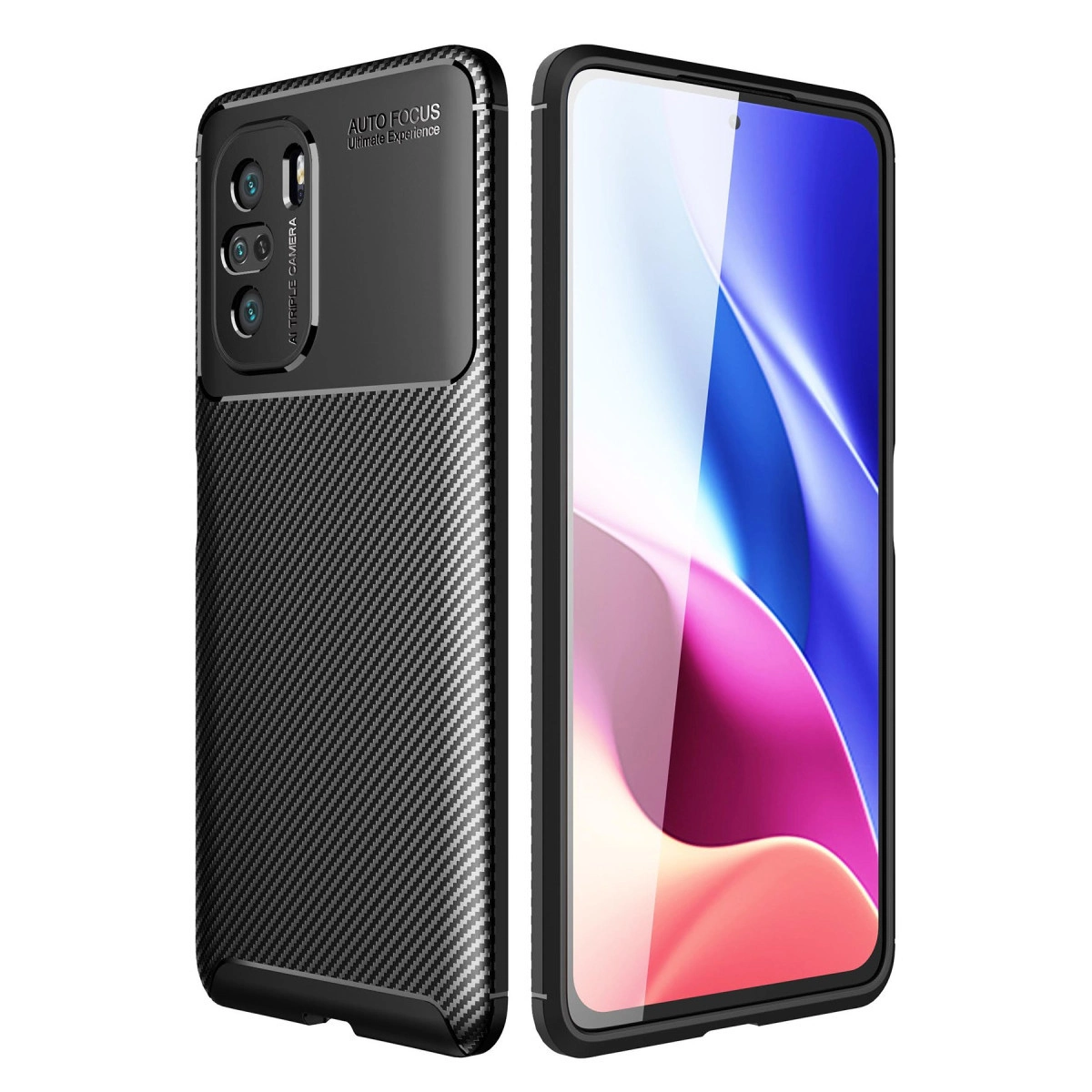 Xiaomi Poco F3 Kılıf Auto Focus Karbon Kapak - Siyah