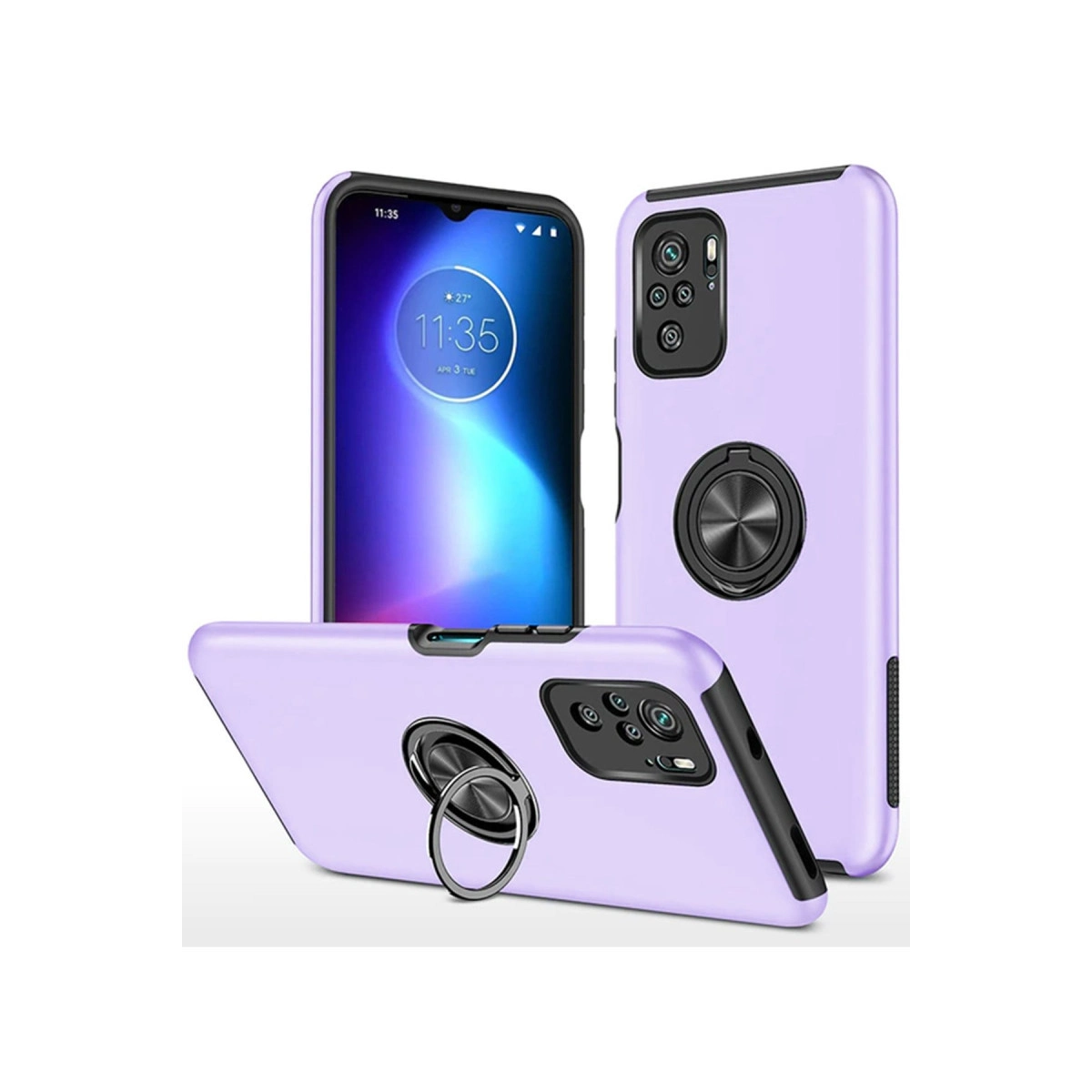 Xiaomi Poco F3 Kılıf Elit Yüzüklü Kapak - Mor