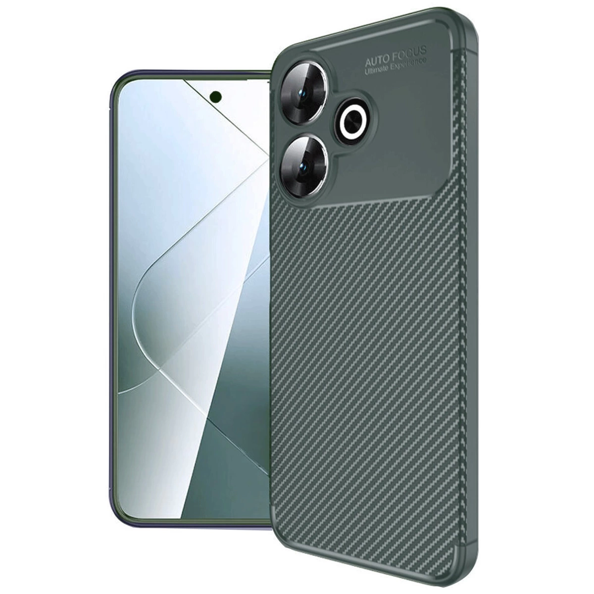 Xiaomi Redmi 13 4g Kılıf Auto Focus Karbon Kapak - Koyu Yeşil