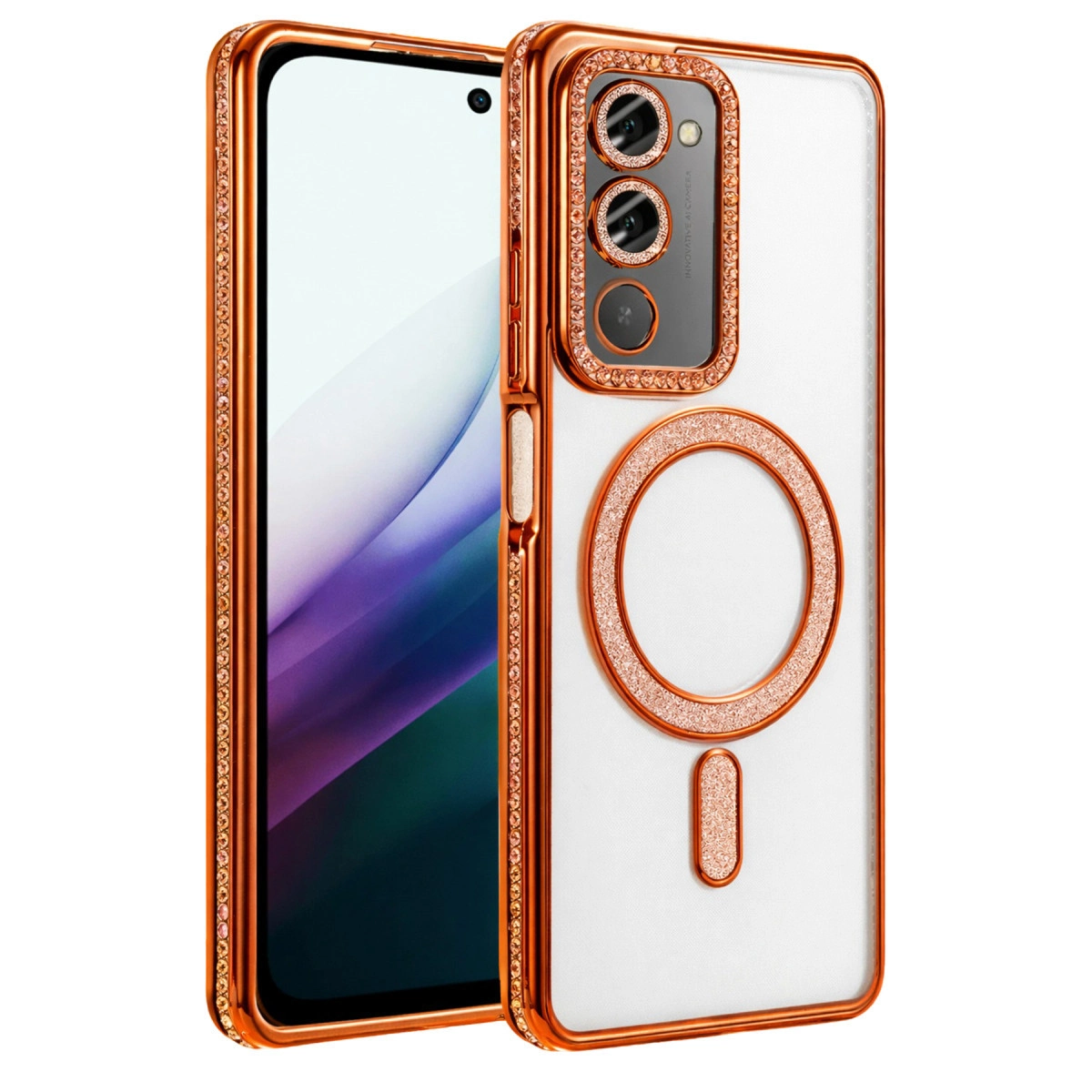 Xiaomi Redmi 15 4g Joke Simli Magneticsafe Kılıf - Turuncu
