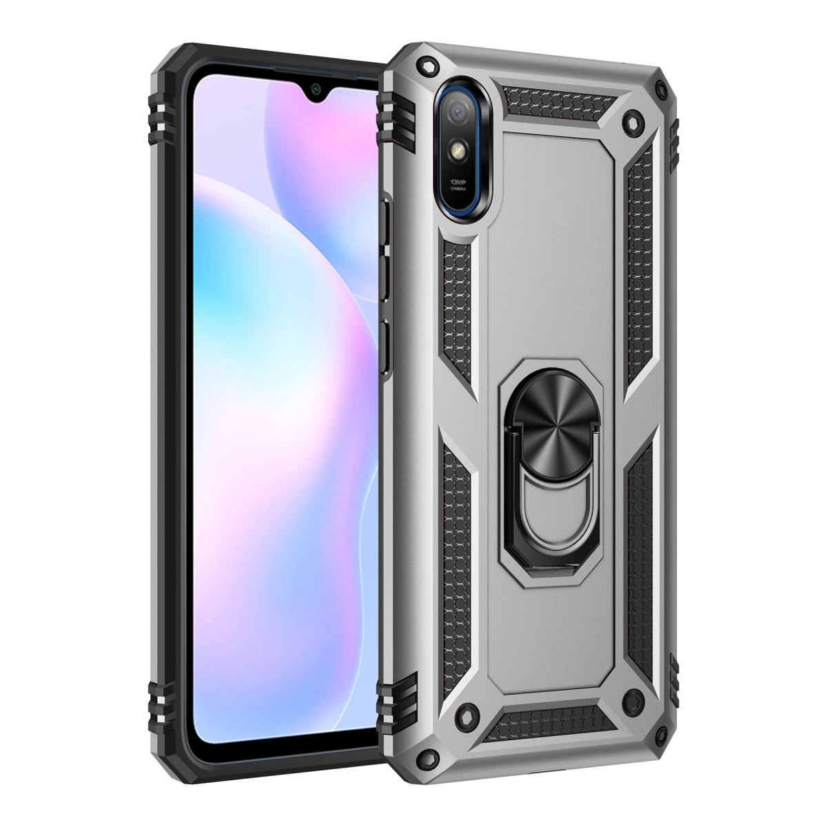 Xiaomi Redmi 9a Kılıf Sofya Yüzüklü Silikon Kapak - Gümüş
