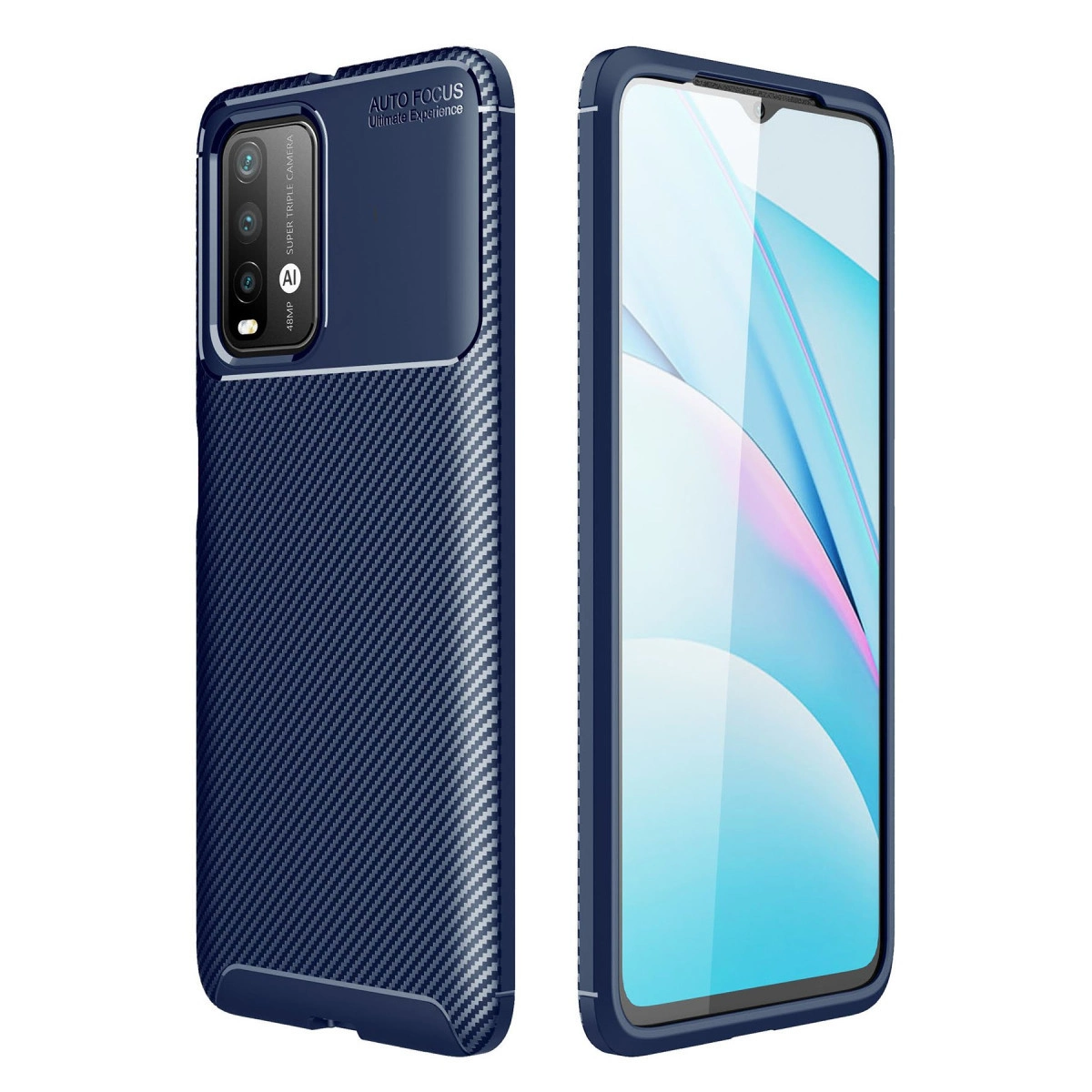 Xiaomi Redmi 9t Kılıf Auto Focus Karbon Kapak - Lacivert