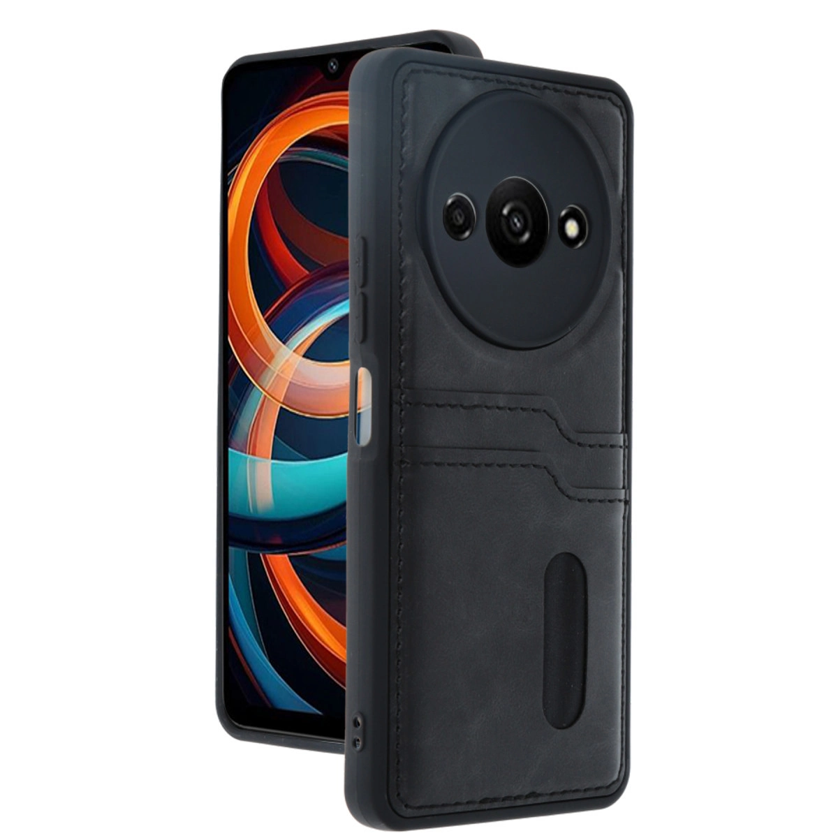 Xiaomi Redmi A3 4g Kılıf Sara Kartvizitli Deri Kılıf - Siyah