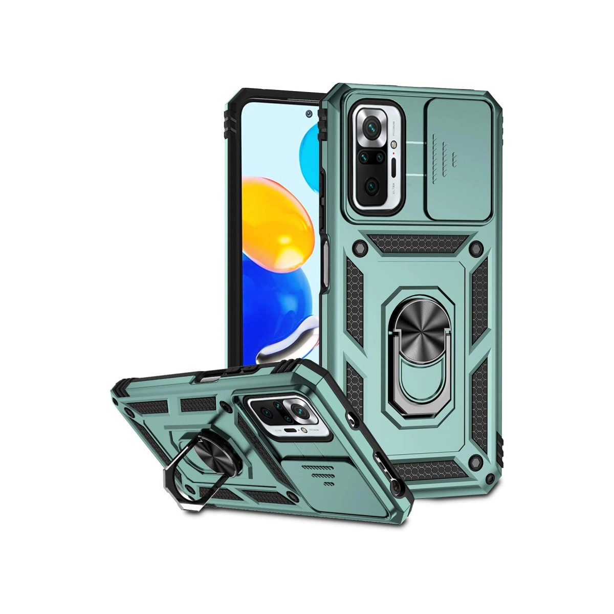Xiaomi Redmi Note 10 Pro Kılıf Pars Lens Yüzüklü Silikon - Yeşil