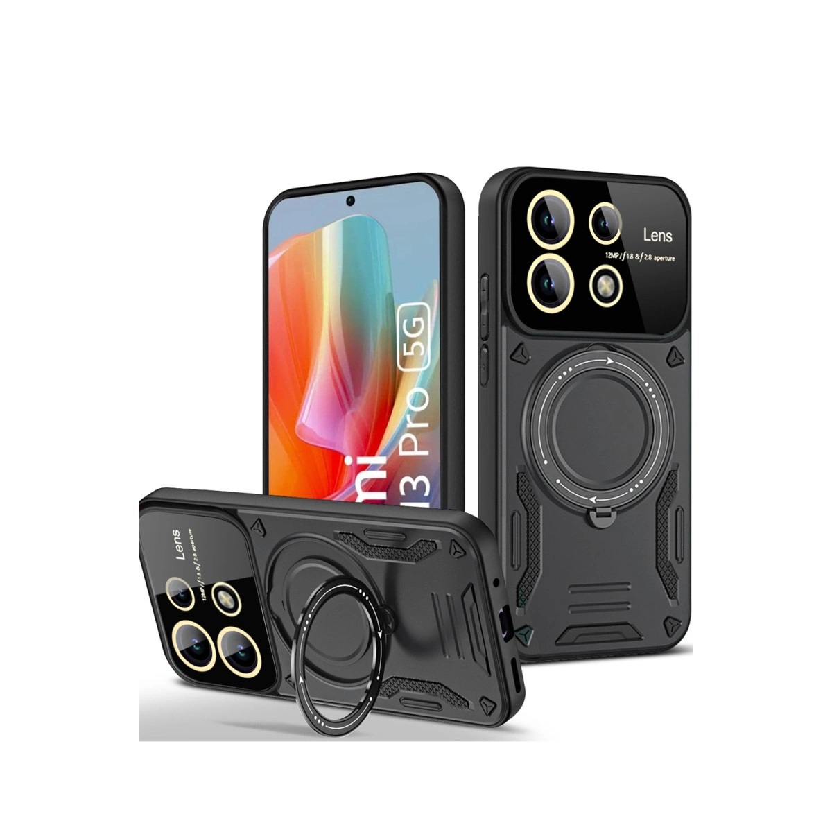 Xiaomi Redmi Note 13 Pro 4g Kılıf Joy Lens Standlı Kapak - Siyah