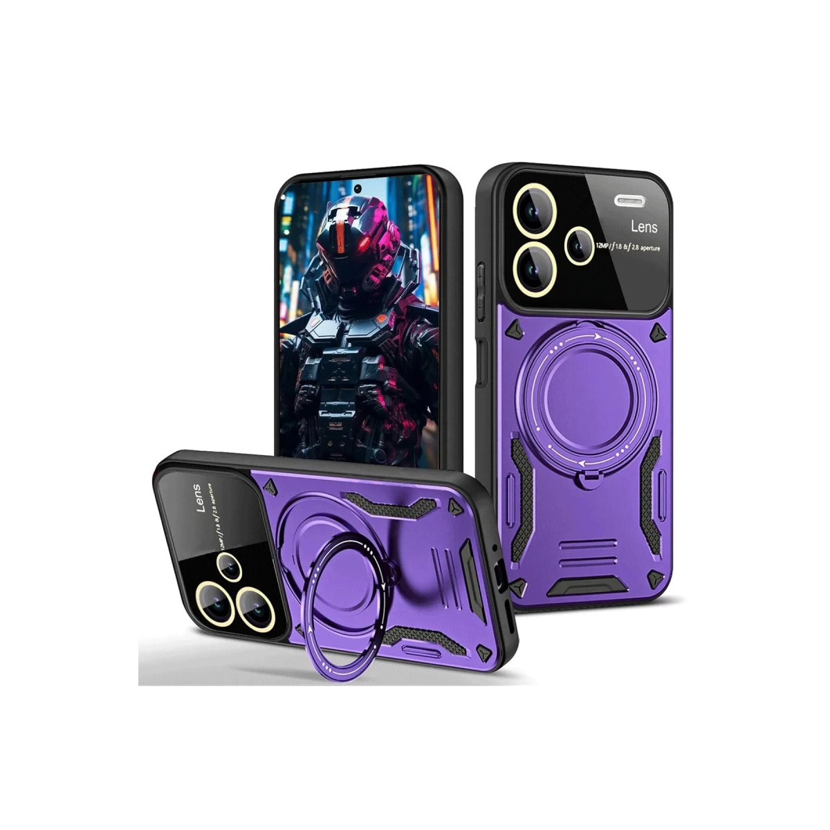 Xiaomi Redmi Note 13 Pro Plus Joy Lens Standlı Kapak - Mor