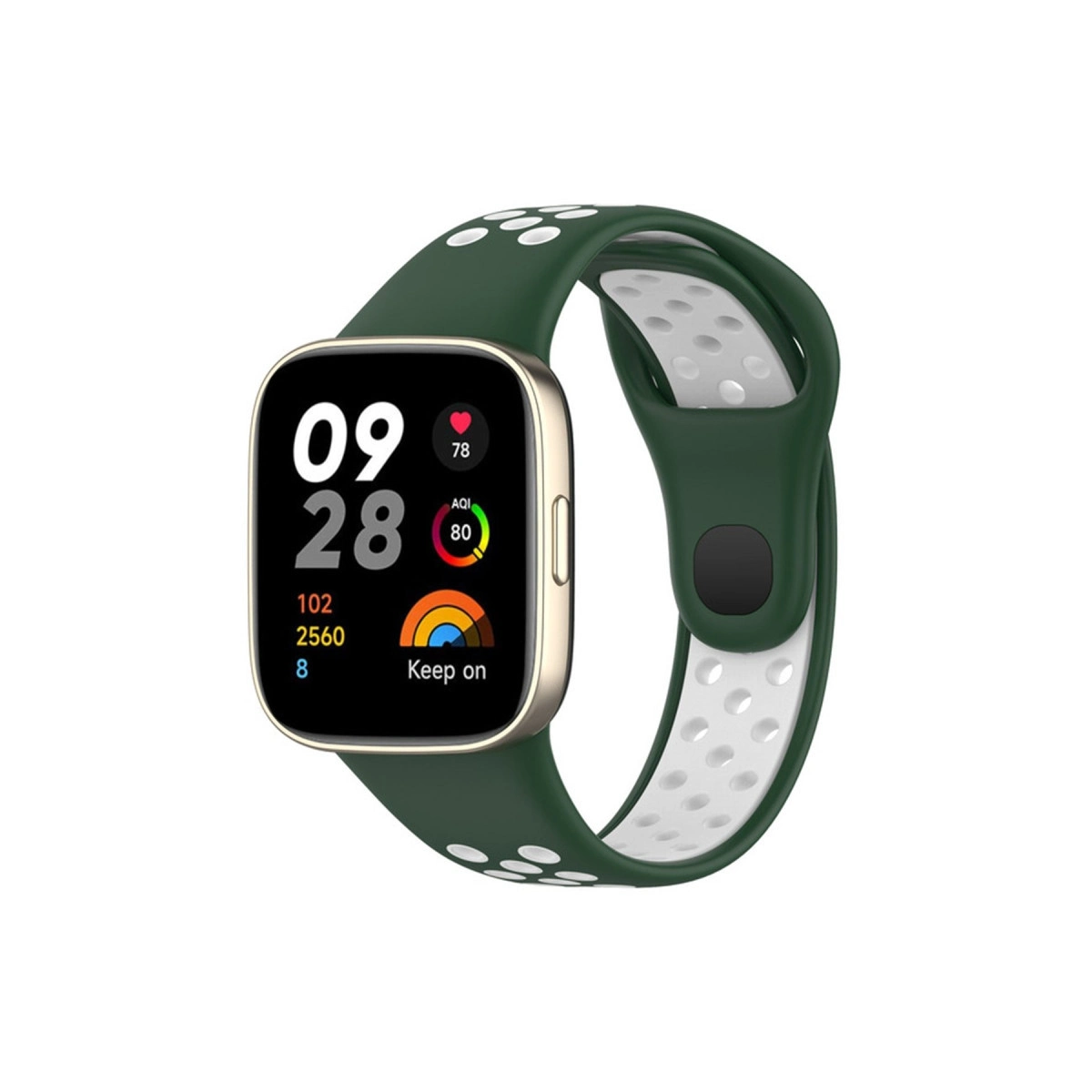 Xiaomi Redmi Watch 3 Spor Delikli Kordon - Haki Yeşil-beyaz