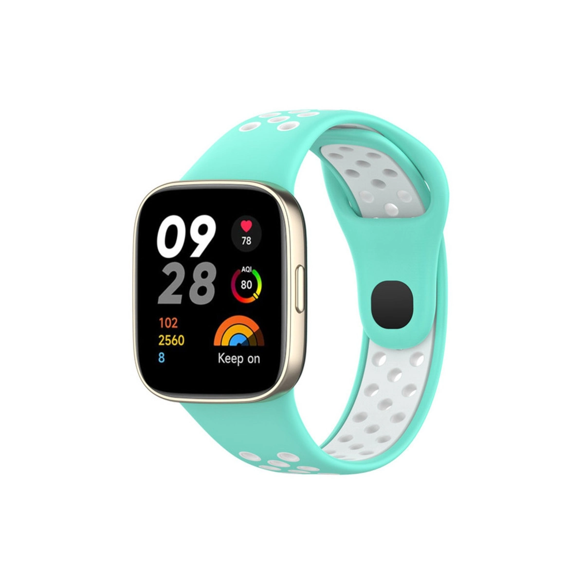 Xiaomi Redmi Watch 3 Spor Delikli Kordon - Turkuaz-beyaz